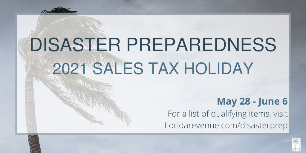 Image with text- Disaster Preparedness 2021 Sales Tax Holiday