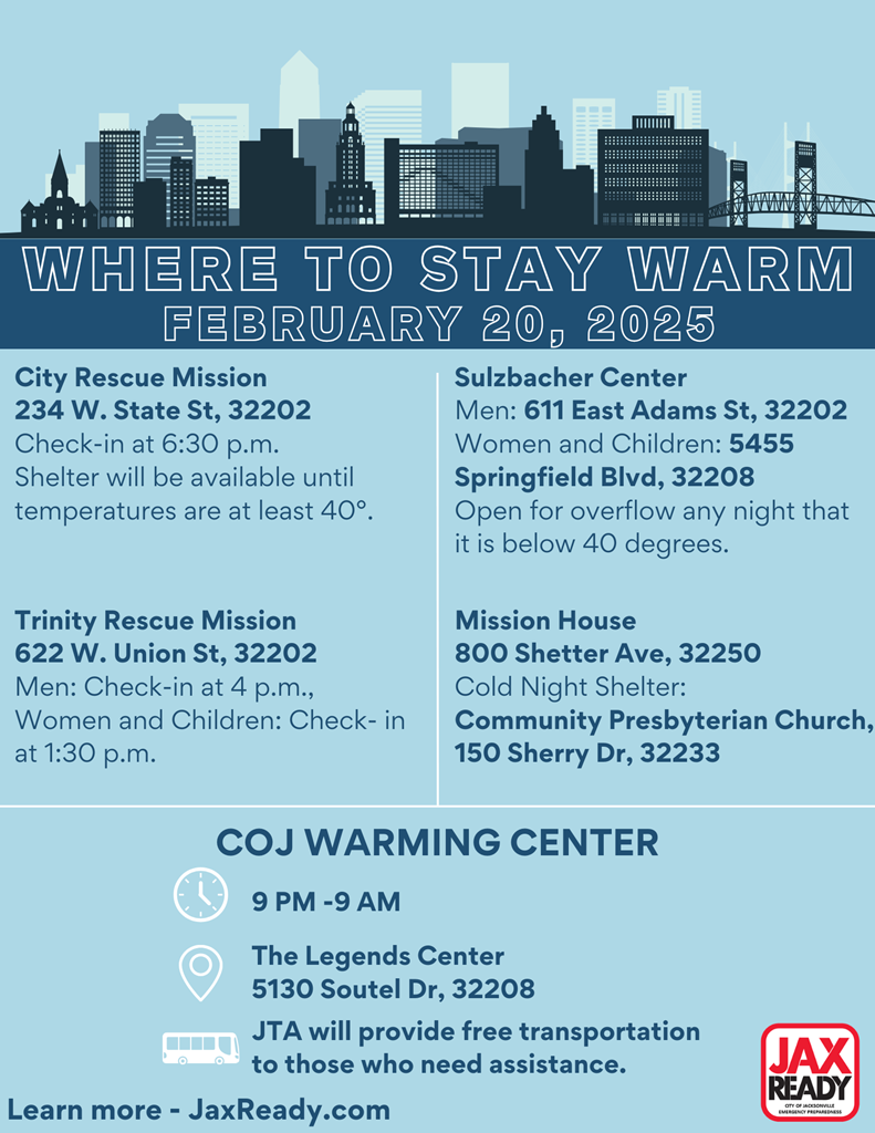 Graphic with text "Where to Stay Warm"