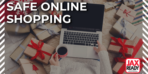 Graphic with text that states Safe Online Shopping